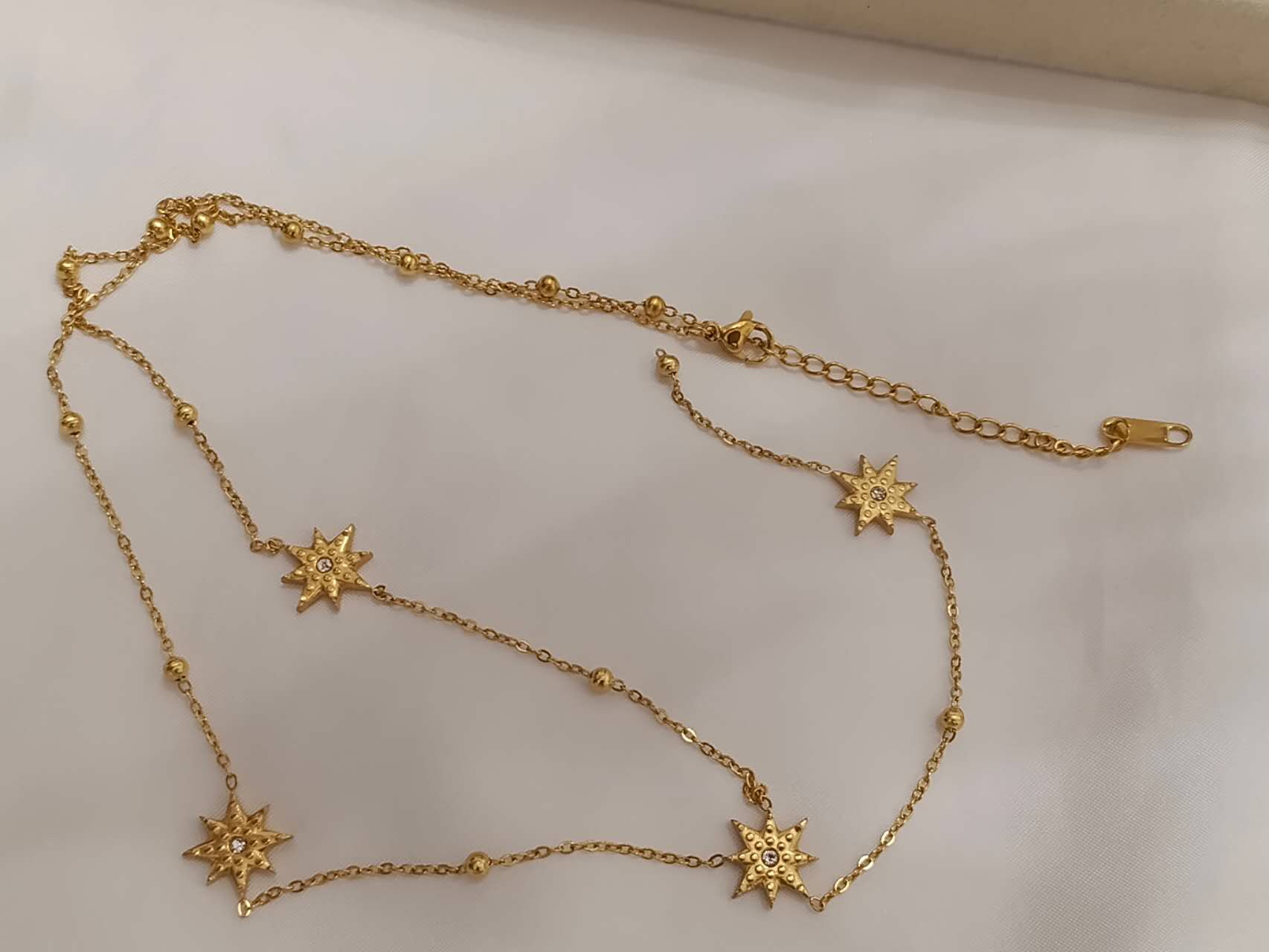 Collar ajustable en Y con colgantes de estrellas polares de acero inoxidable oro 18K waterproof tarnish free