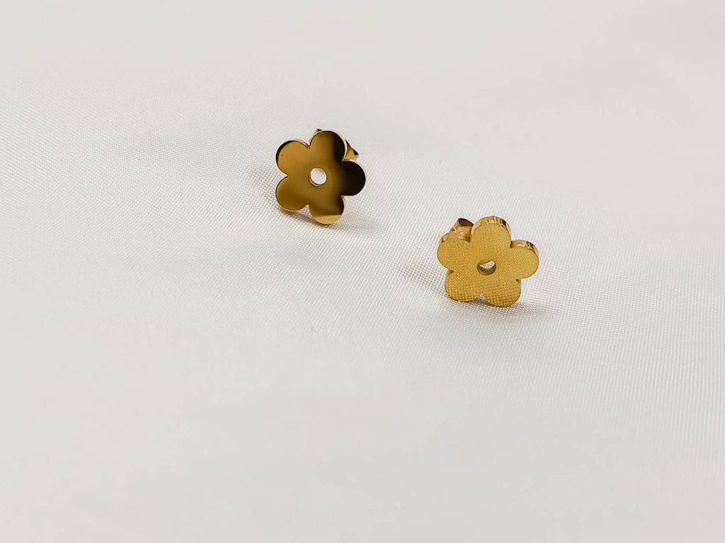 Set de joyas collar ajustable de cuentas de flores y pendientes a juego de acero inoxidable oro 18K PVD Waterproof tarnish-free