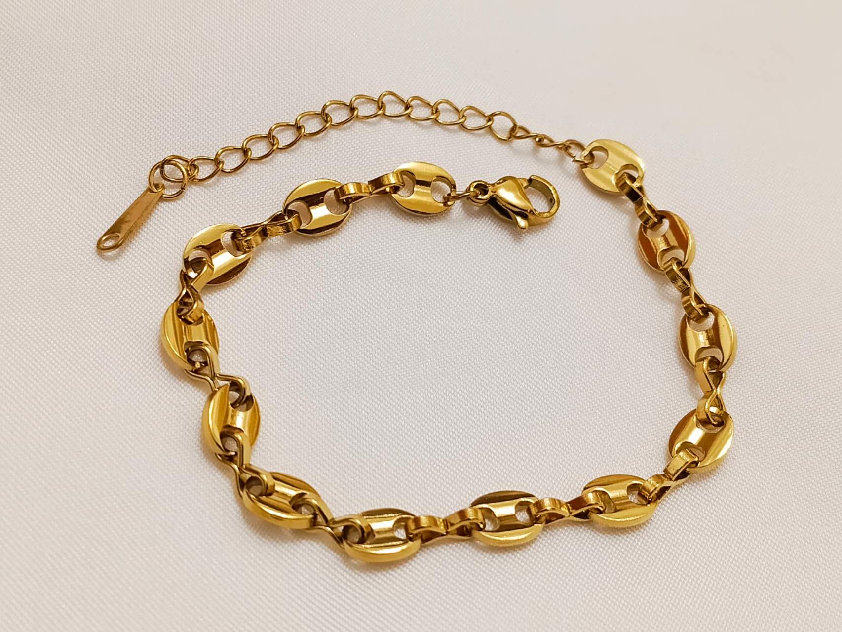 Conjunto de joyas Collar ajustable greuso y pulsera a juego  Acero Inoxidable Oro 18K waterproof tarnish-free