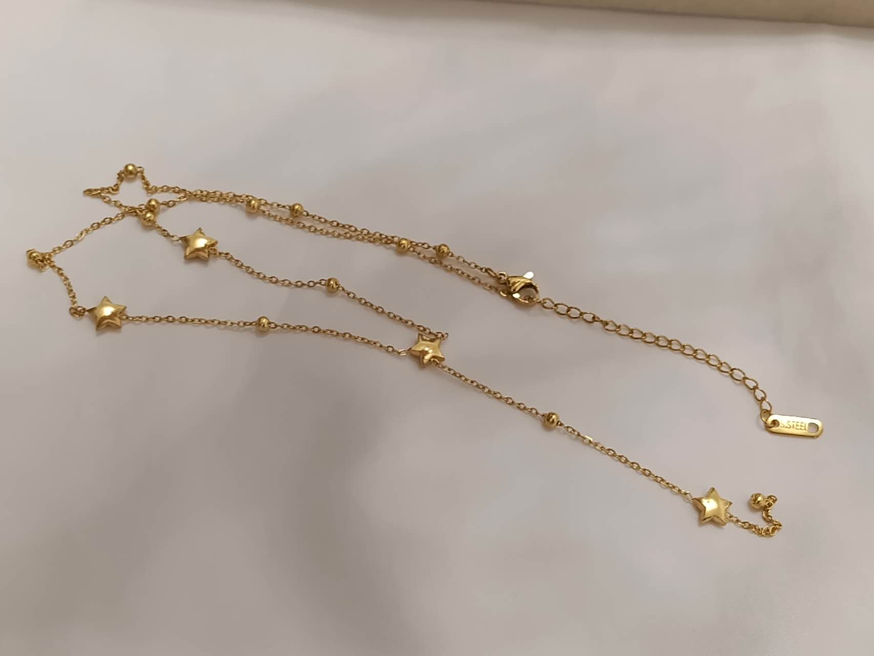 Collar ajustable en Y con colgantes de estrellas polares de acero inoxidable oro 18K waterproof tarnish free