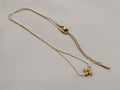 Collar ajustable cadena fina con colgante trébol y perla blanca de acero inoxidable oro 18K PVD Waterproof