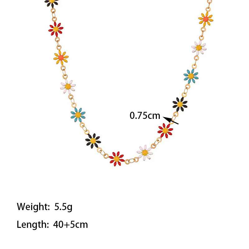 Set de joyas collar ajustable de cuentas flores bohemia y pulsera a juego acero inoxidable oro 18K Waterproof