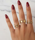 Set de 3 anillos ajustables estrellas y sol de acero inoxidable oro 18K waterproof tarnish-free (Copia)