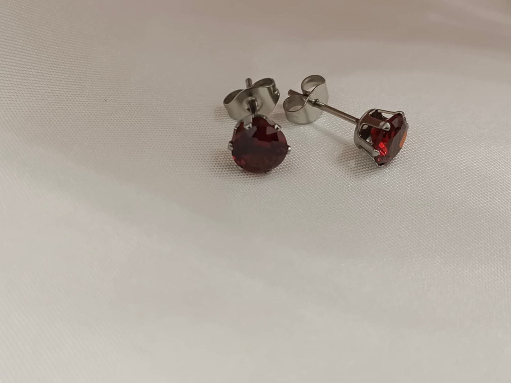 Pendientes de circonita verde, rosa, rojo, amarillo de acero inoxidable