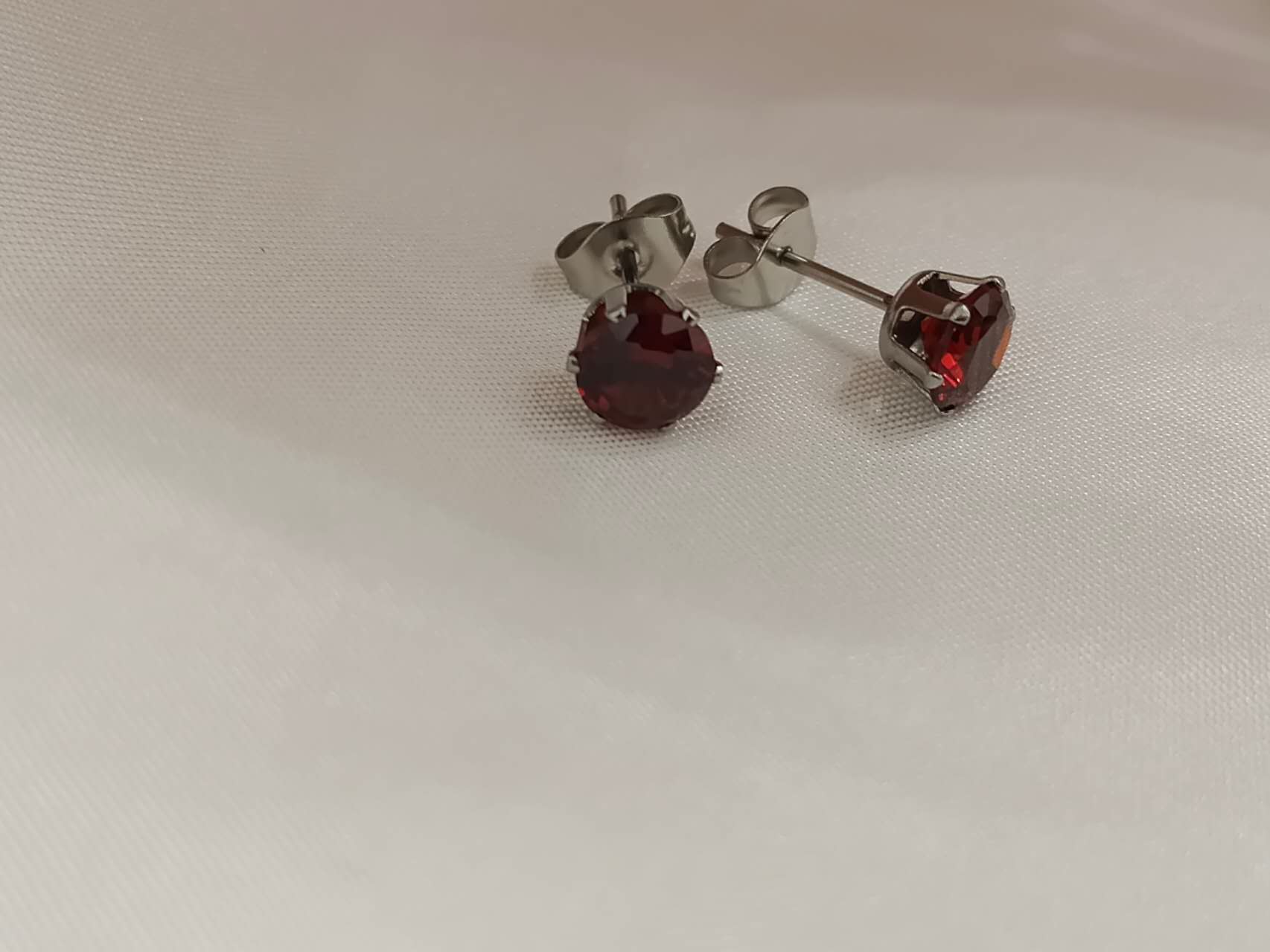 Pendientes de circonita verde, rosa, rojo, amarillo de acero inoxidable