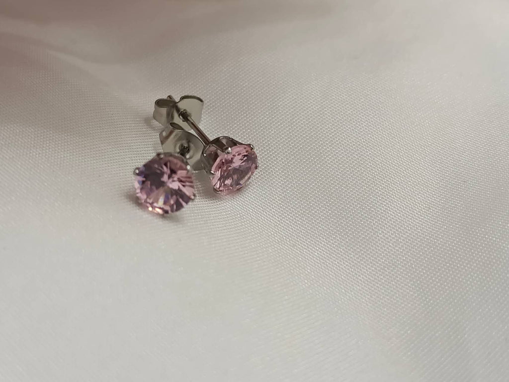 Pendientes de circonita verde, rosa, rojo, amarillo de acero inoxidable