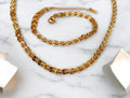 Set de joyas collar con extensor de eslabones de cola de zorro y pulsera a juego de acero inoxidable oro 18K PVD Waterproof