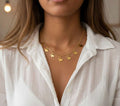 Collar cuentas mariposas acero inoxidable baño de oro 18K