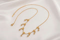 Collar ajustable de cuentas flores y circonitas de acero inoxidable oro 18K waterproof tarnish-free