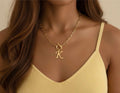 Collar paperclip con letras acero inoxidable baño de oro 18K