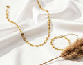 Conjunto de joyas Collar ajustable greuso y pulsera a juego  Acero Inoxidable Oro 18K waterproof tarnish-free
