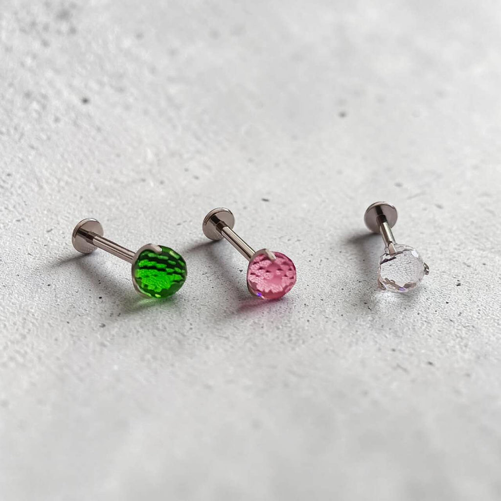 Pendientes  de bola con corte diamane cristal titanio F136