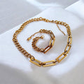 et de Collar y Pulsera Acero Inoxidable oro 18K PVD Waterproof Eslabones Rectangulares en Tendencia