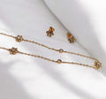 Esencia Floral Conjunto de Collar y Pendientes con Circonita de acero inoxidable oro 18K PVD Waterproof tarnish free