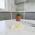 Collar con extensor de nombre personalizado de acero inoxidable oro 18K waterproof en stock