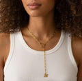 Collar paperclip en Y con letras acero inoxidable oro 18K waterproof