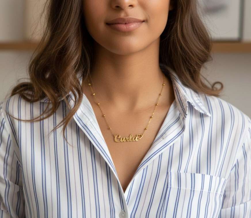 Collar nombre personalizado cero inoxidable oro 18K PVD