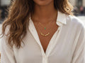 Collar ajustable de doble cadena con colgante cuadrado verde y cuentas cuadradas acero inoxidable oro 18K Waterproof tarnish-free