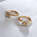 Pendientes de aros de forma Trébol circonita de acero inoxidable oro 18K PVD Waterproof