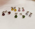 Pendientes de circonita verde, rosa, rojo, amarillo de acero inoxidable