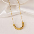 Collar de cuentas cuadradas acero inoxidable baño de oro 18K