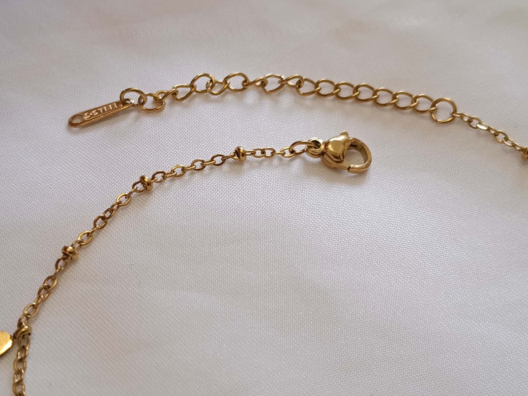 Tobillera anklet con charms de gota de agua y circonitas multicolor de acero inoxidable oro 18K waterproof