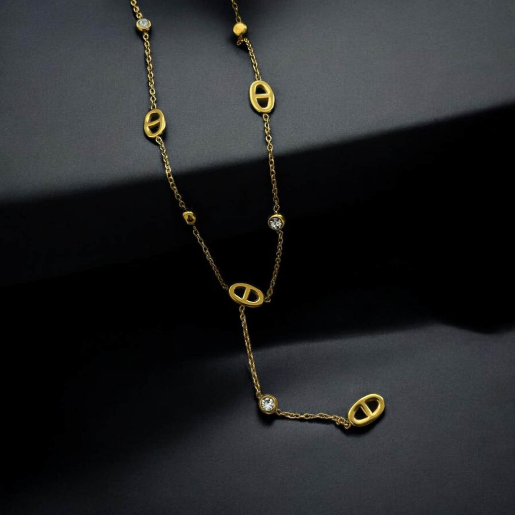 Collar Elegante Y Minimalista Impermeable de Acero con Dijes de Óvalo