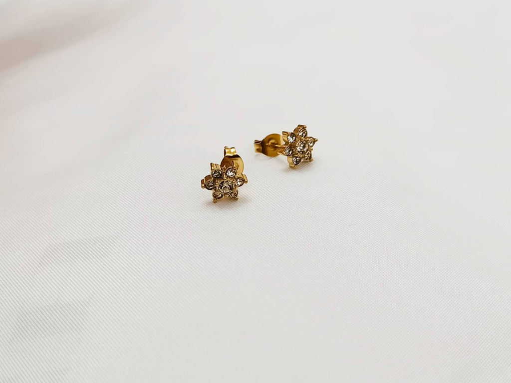 Esencia Floral Conjunto de Collar y Pendientes con Circonita de acero inoxidable oro 18K PVD Waterproof tarnish free