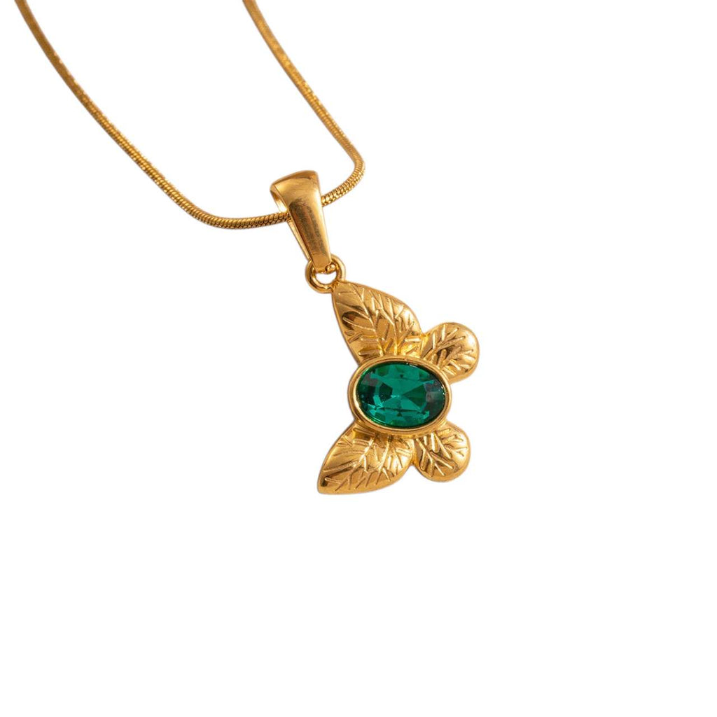 Collar ajustable cadena serpiente mariposa verde rosa acero inoxidable oro 18K PVD waterproof