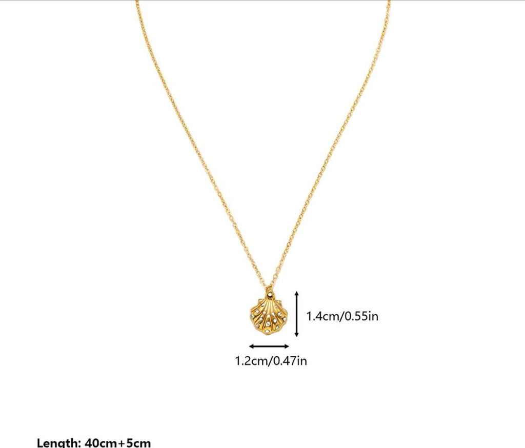 Gargantilla de Concha circonita Playero - Acero Inoxidable oro 18K PVD Waterproof