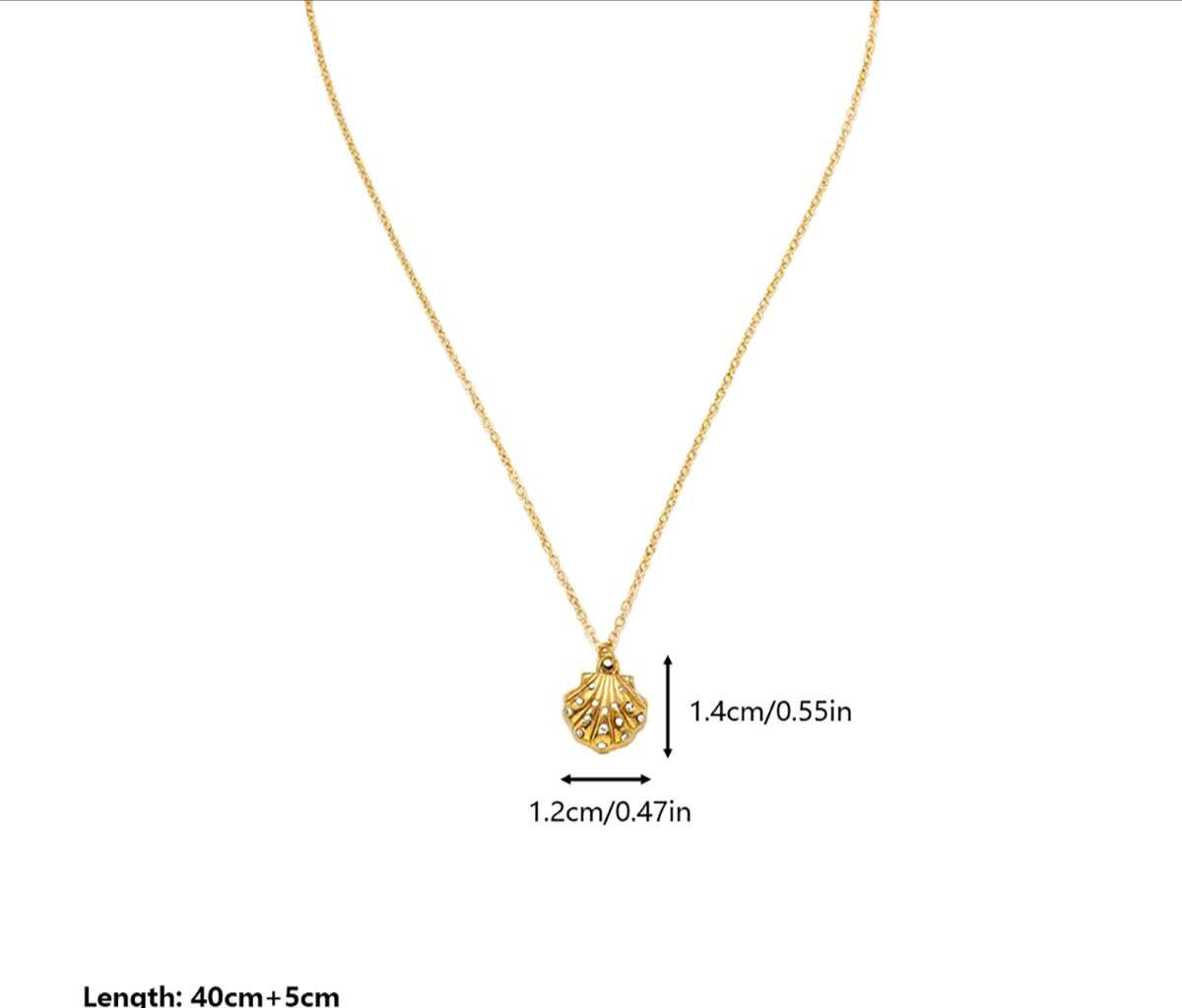 Gargantilla de Concha circonita Playero - Acero Inoxidable oro 18K PVD Waterproof