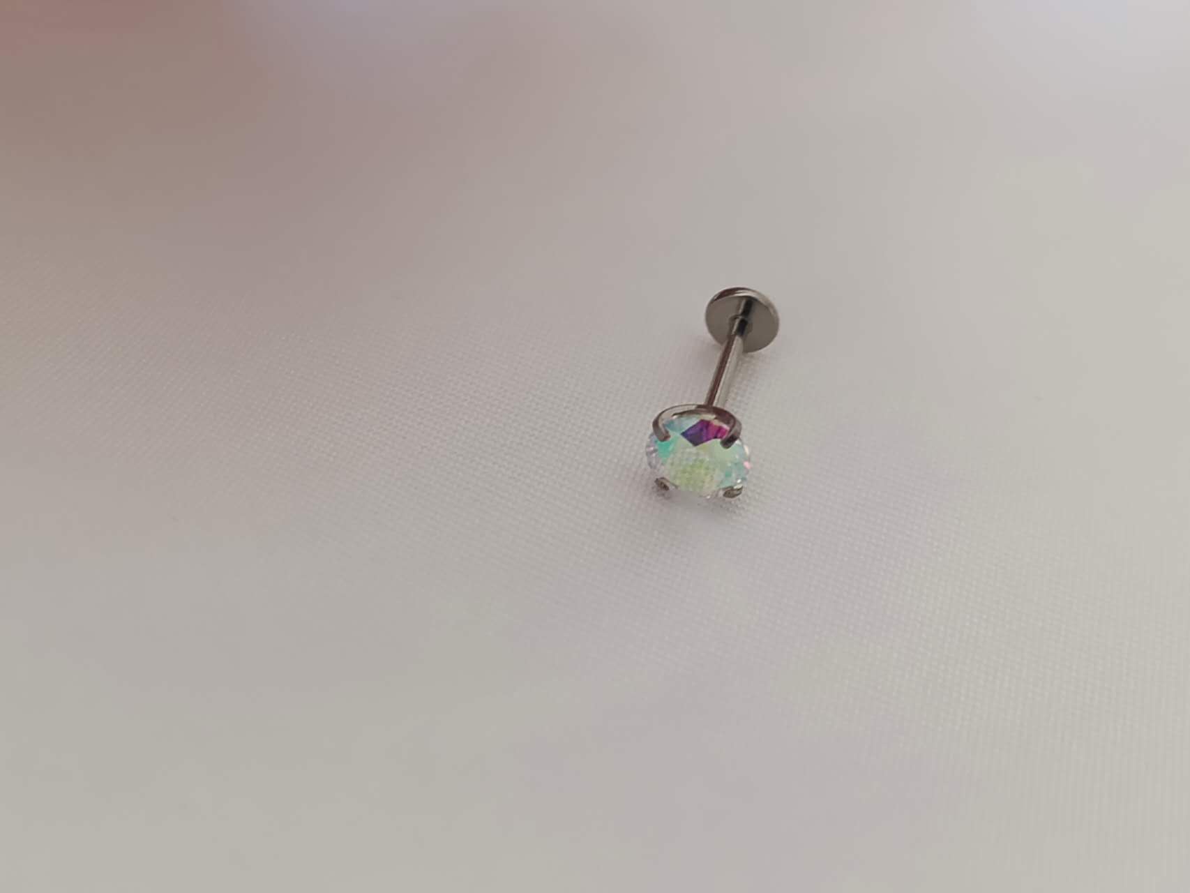 Pendientes de titanio engaste de 4 garras circonita rosa blanco y multicolor