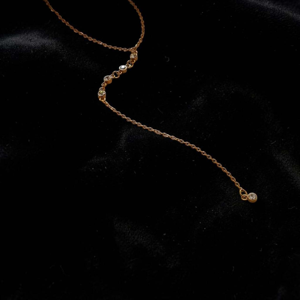 Collar con extensor en Y con circonita de acero inoxidable oro 18K PVD Waterproof tarnish-free