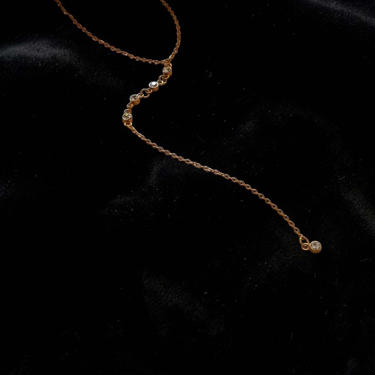 Collar con extensor en Y con circonita de acero inoxidable oro 18K PVD Waterproof tarnish-free