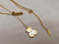 Collar ajustable de bolitas con colgante de oso bicolor acero inoxidable oro 18K waterproof tarnish-free